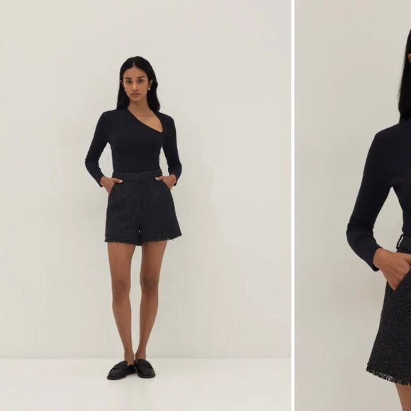 Love Bonito Shiloh High Waisted Tweed Tailored Shorts - Picture 2 of 13